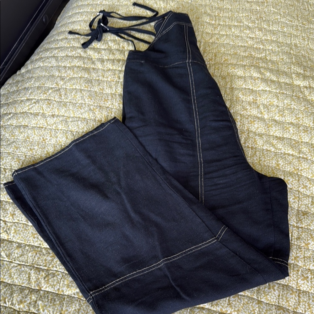Urban Outfitters Black Flare Wide Leg linen feel.